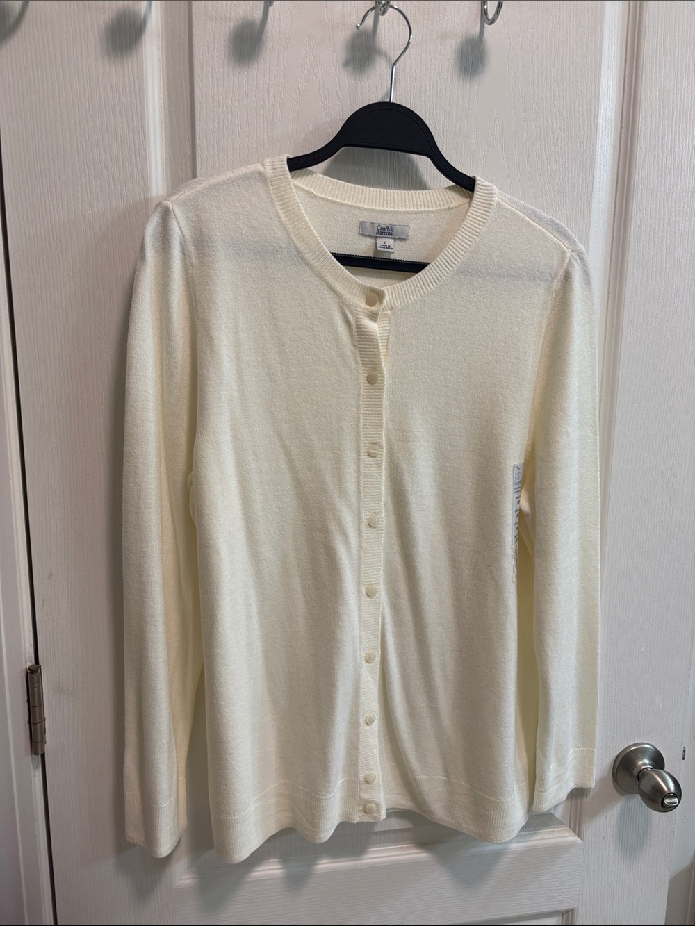 croft & barrow Cream Crewneck Cardigan